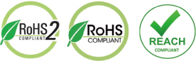 RoHS2, RoHS, REACH 認証マーク（ロゴ）